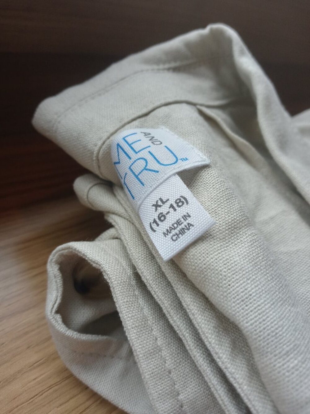 NWOT TIME AND TRU walmart linen blend patch pocket blazer in beige (XL) - Picture 5 of 8